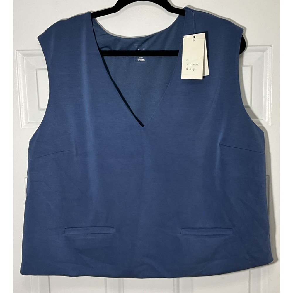 A New Day Soft Blue V-Neck Pullover Sleeveless Vest Women's XXL